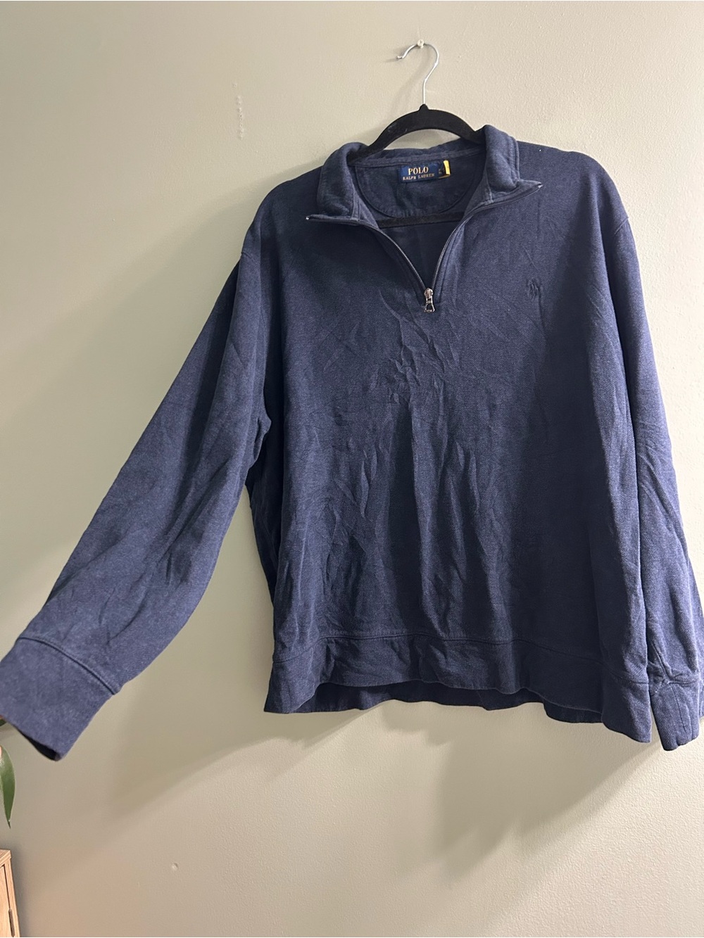 Polo Ralph Lauren navy blue quarter zip sweater pull over preppy - Picture 2 of 5